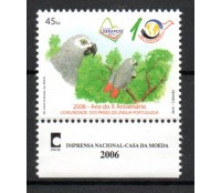 2006 - 1610 Angola 45 kwanzas , Lubrapex 2006 (30.10 a 05.11) Rio de Janeiro, X Aniversário da comunidade de Países de Língua Portuguesa ( Papagaio Cinzento do Gabão) )  18.989  M