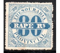 12 - Imposto sobre o Rapé, Thesouraria provincial, 80 Rs. azul leve dobra acima 20.178