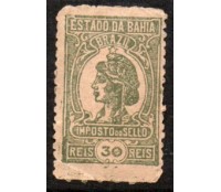 1918, Estado da Bahia, Brazil,Imposto do Selo, figura republicana. 30 Réis verde, 20.187