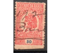 1918 Estado da Bahia, Brazil, Imposto do selo, 50 réis, usado,vermelho,figura republicana 20.188