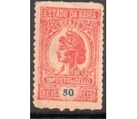 1918 Estado da Bahia, Brazil,Imposto do Selo, figura republicana, vermelho, novo, 50 réis 20.189