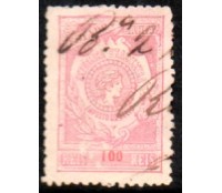 1892 Imposto do Sello República Brazileira, 100 réis, valor em vermelho, circularam até 1913.