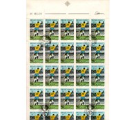 1969 C658 Folha com 25 Selos do Milésimo Gol de Pelé 26.694 Completa, CBC Guanabara em 10 Selos, 10 selos com outro carimbo e 5 selos Sem carimbo, 5 selos contém dobras 4 minifuros nas abas superior e inferior - LP26.695