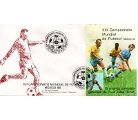 Fdc 366/1985 XIII Campeonato Mundial de Futebol 27.261 mancha no bloco