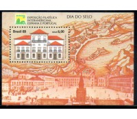 1989 Bloco 81 Brasiliana 89 Dia do Selo Exposição Filatélica Interamericana Espanha e Portugal 27.439 N