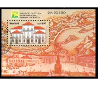 1989 Bloco 81 Brasiliana 89 Dia do Selo Exposição Filatélica Interamericana Espanha  e Portugal 27.441 CBC