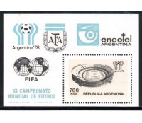 Argentina 1978 Bloco 700 Pesos XI Campeonato Mundial de Futebol FIFA, novo com goma original 28.692