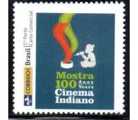 PB005 Selo Personalizado Mostra 100 Anos do Cinema Indiano, Logmarca antiga - 2014 - 30.382