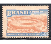 A075 4º CAMP. MUNDIAL DE FUTEBOL 1950 NOVO 31.047 Picotes a direita sobre as cores amarelo e azul