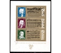 1985 Bloco 80 Aniversários de nascimentos dos grandes músicos Alemães: Bach-Hendel-Schutz-Ehrung 31.211 Mint