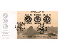 Fdc 590  Bloco 95 - 1993 - 150 Anos do selo postal Brasileiro - Brasiliana 93 - 31.710